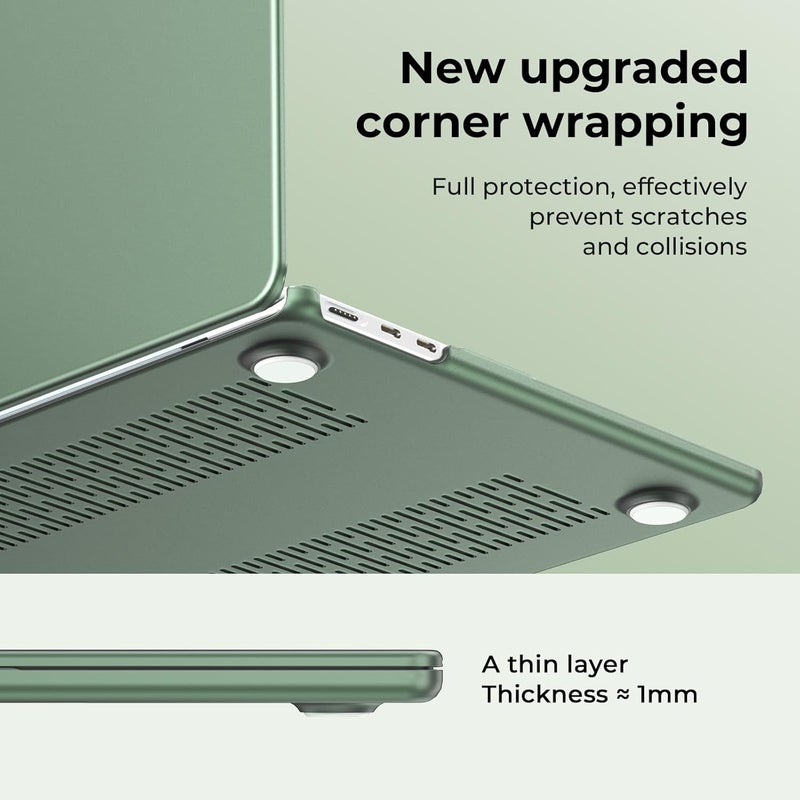 Eoocoo Compatible with MacBook Air 13 inch Case 2026 2025-2022 M4 M3 M2 Model A3240 A3113 A2681, Mac Air 13.6 inch Frost Hard Shell & Keyboard Cover & Screen Film & Type-C, Matte Midnight Green - Image 4